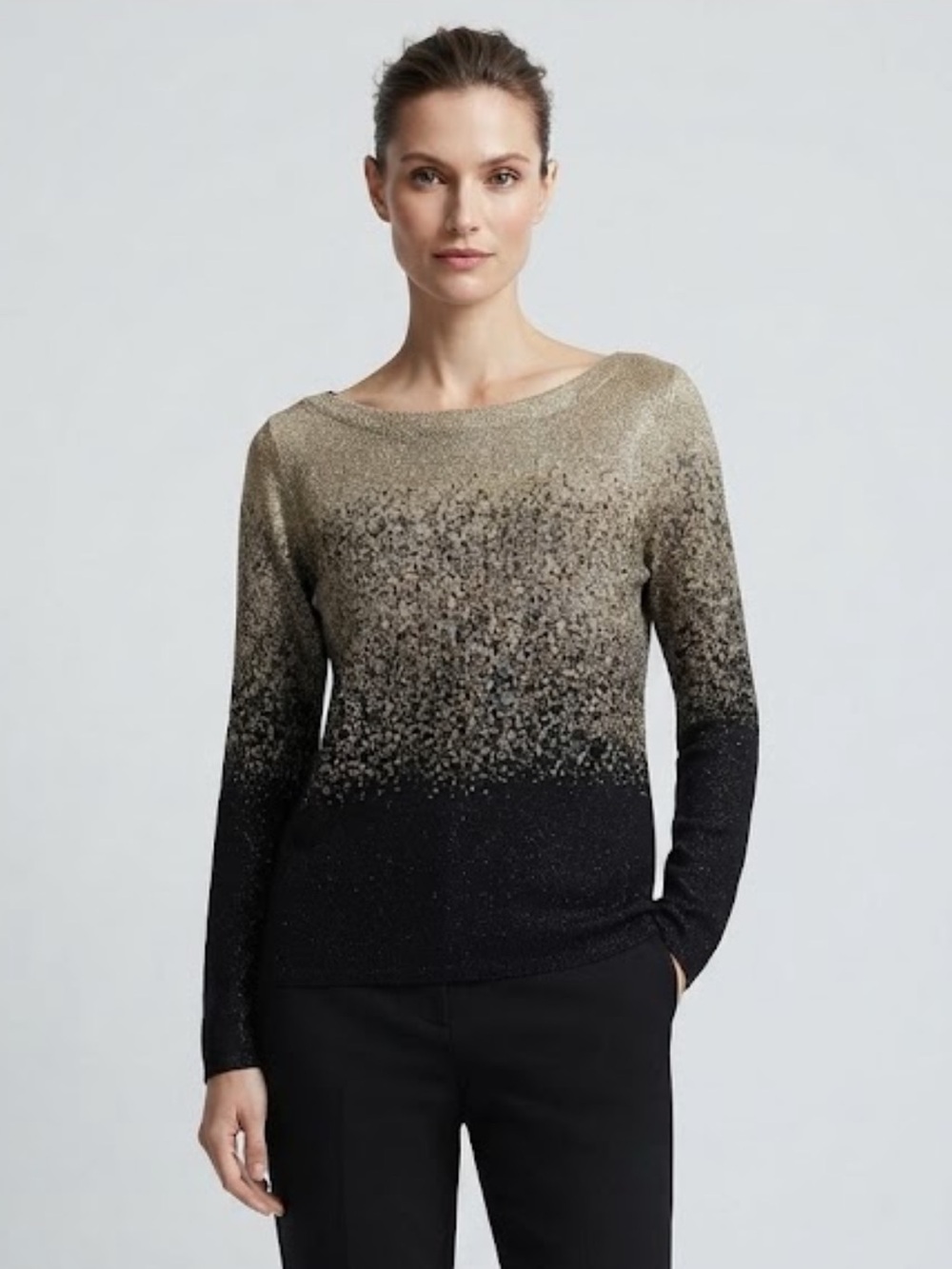 White House Black Market gold n black metallic sweater